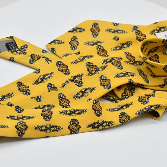 Valentino Cravatte Yellow 100% Silk Tie Hand Made Made In Italy - Picture 5 of 6